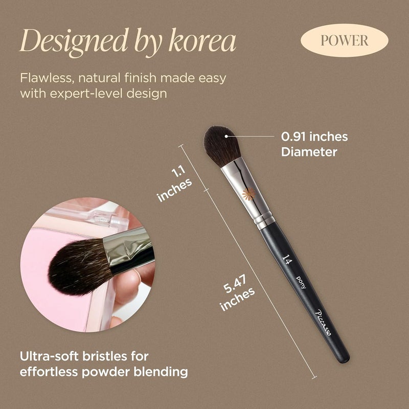 Piccasso PONY14 Makeup Brush– Soft Tapered Blush & Highlighter Applicator for Face Makeup, Fluffy Powder Finish with Soft Hair, Small Size for Precision, Professional Korean Beauty Essential - Image 2